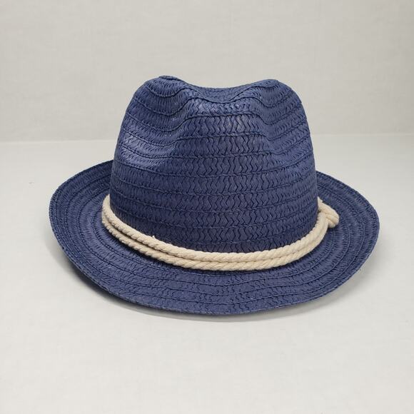 Straw Hat Mens One Size Blue Summer Fedora Cowboy Western Leisure Vacation Beach - Picture 2 of 16